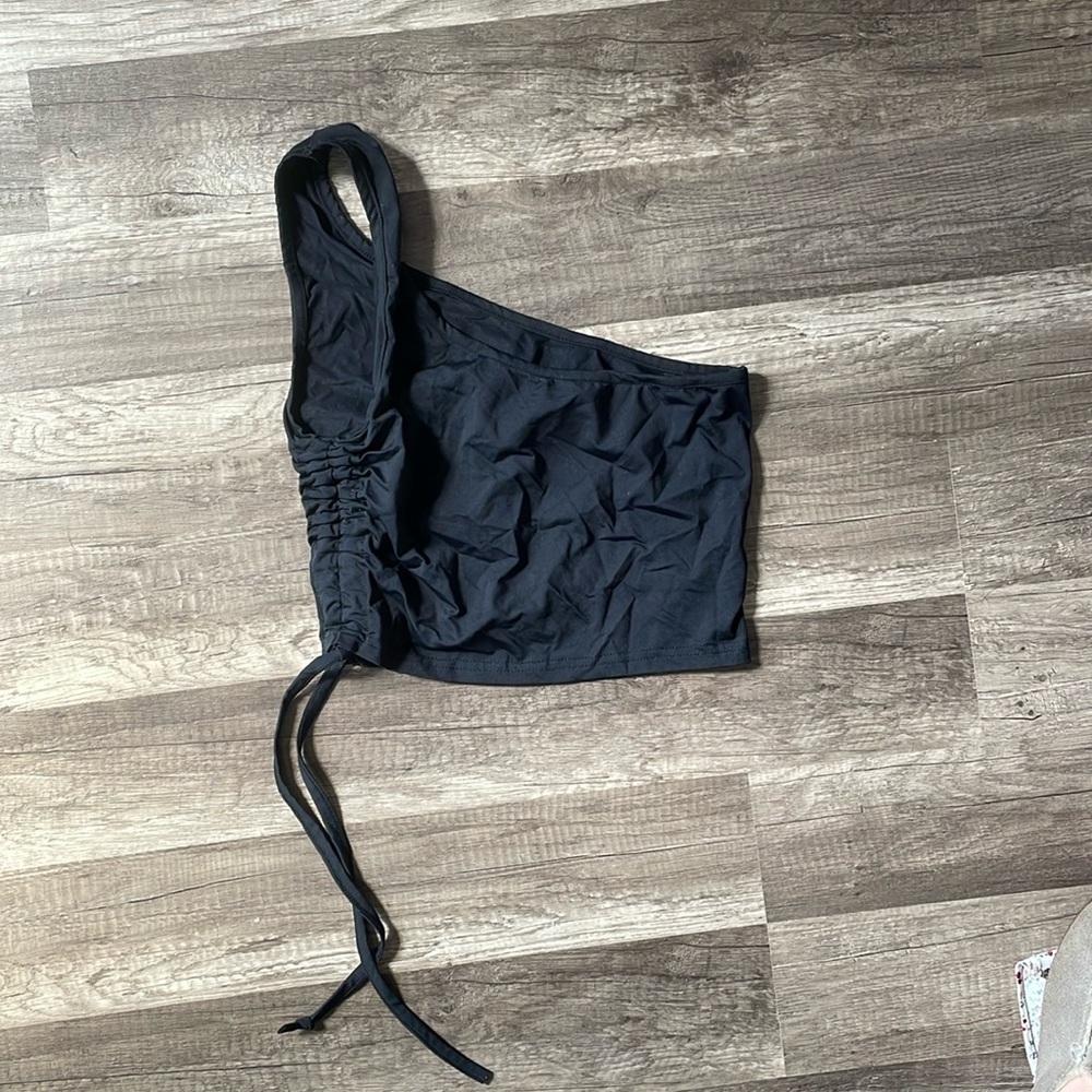 One Shoulder Black Crop Top